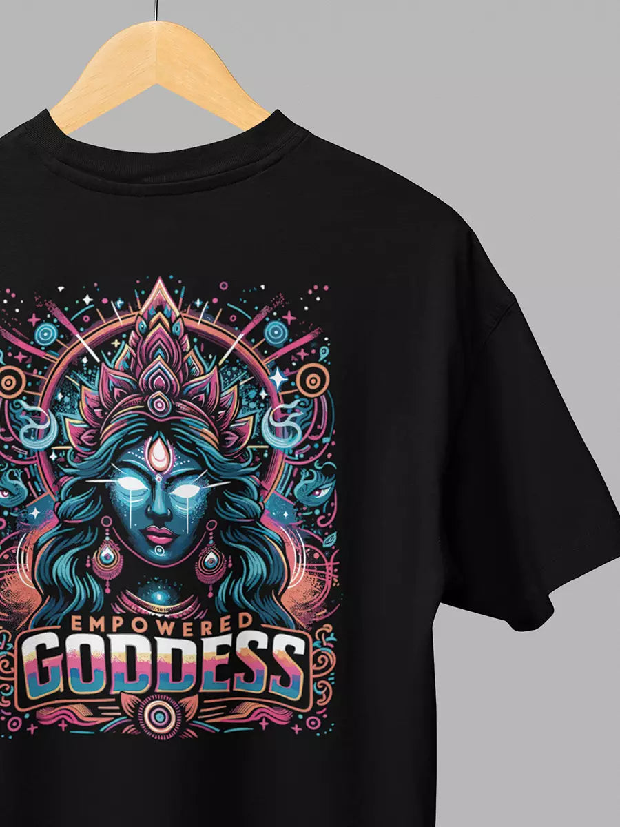 Empowered Goddess Black Oversized Unisex T-Shirt